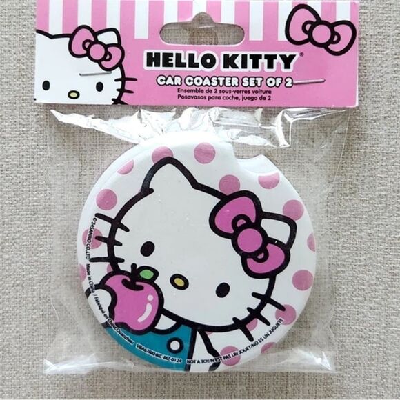Hello Kitty By Sanrio 2PK Logo Car Coasters - Picture 3 of 5
